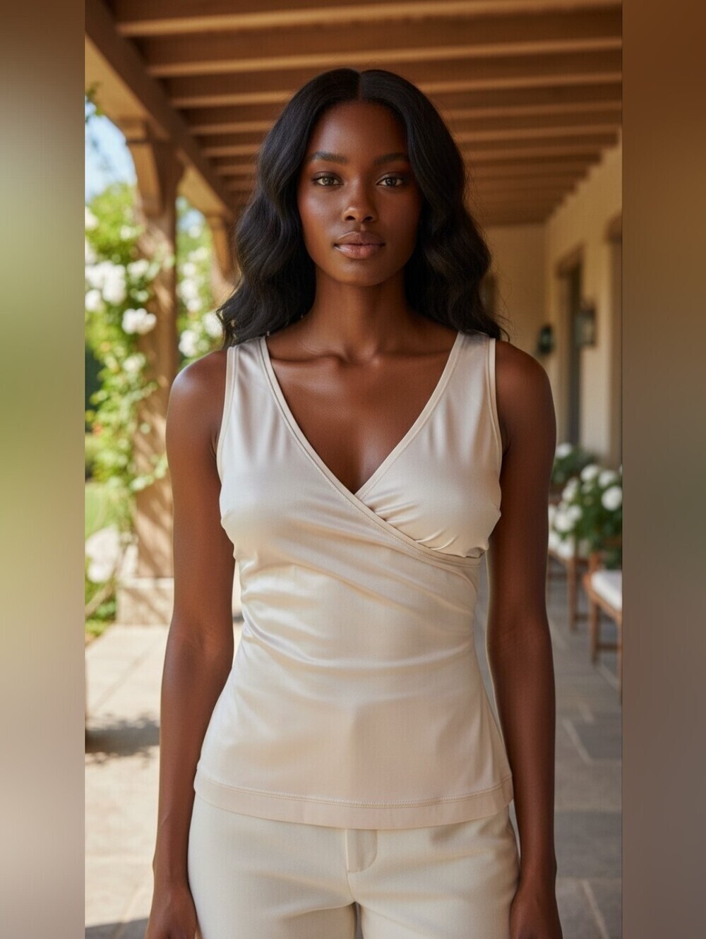 SPANX Cream Crossover Tank Top